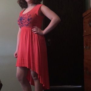 High low coral dress